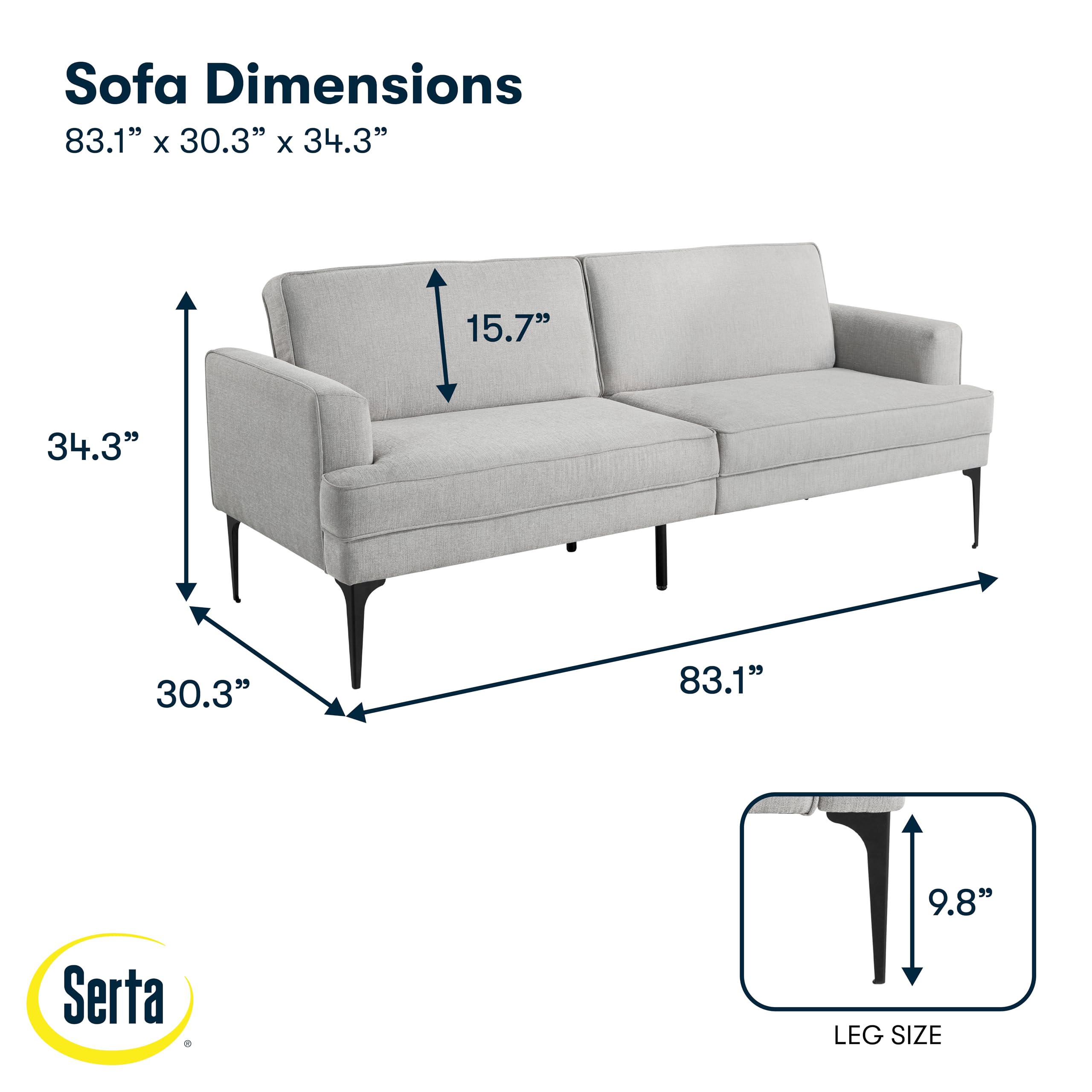 Paulsen 83.1" Convertible Futon Sofa with Dreamcoil Comfort, Woven Fabric Upholstery, Light Gray