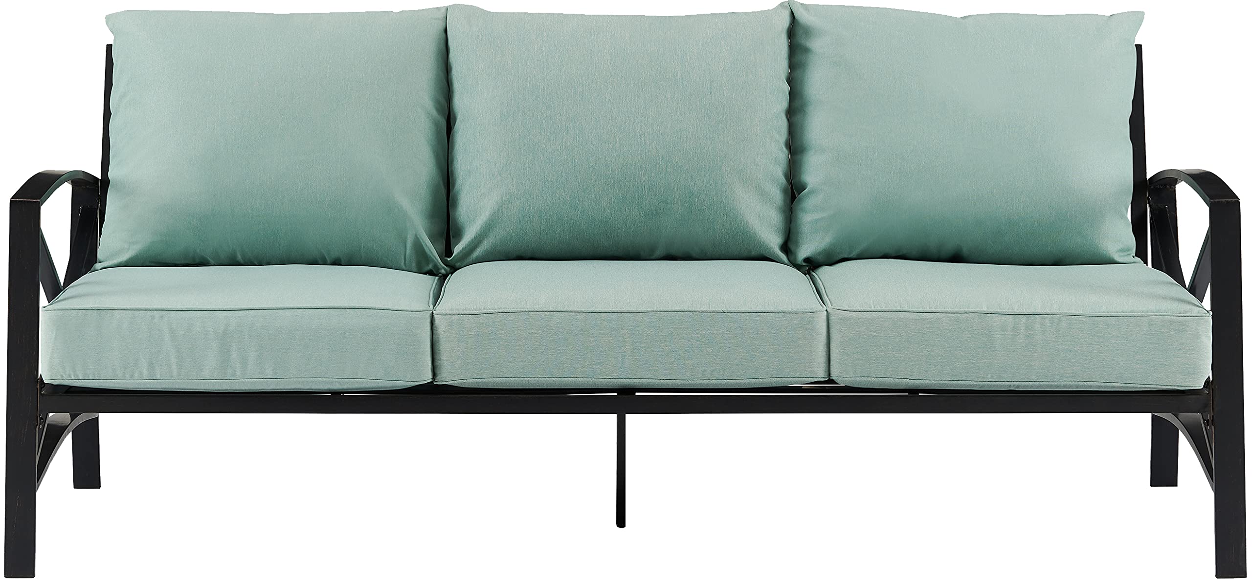 Kaplan 3-Seater Outdoor Patio Sofa with Cushions, Steel Frame Couch for Porch, Deck, Backyard, Oiled Bronze