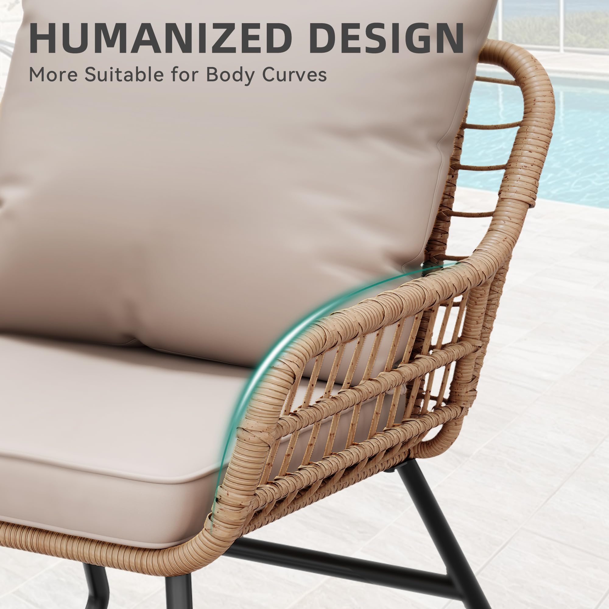4-Piece Rattan Patio Set – Beige Outdoor Furniture with Soft Cushions & Side Table for Balcony or Backyard