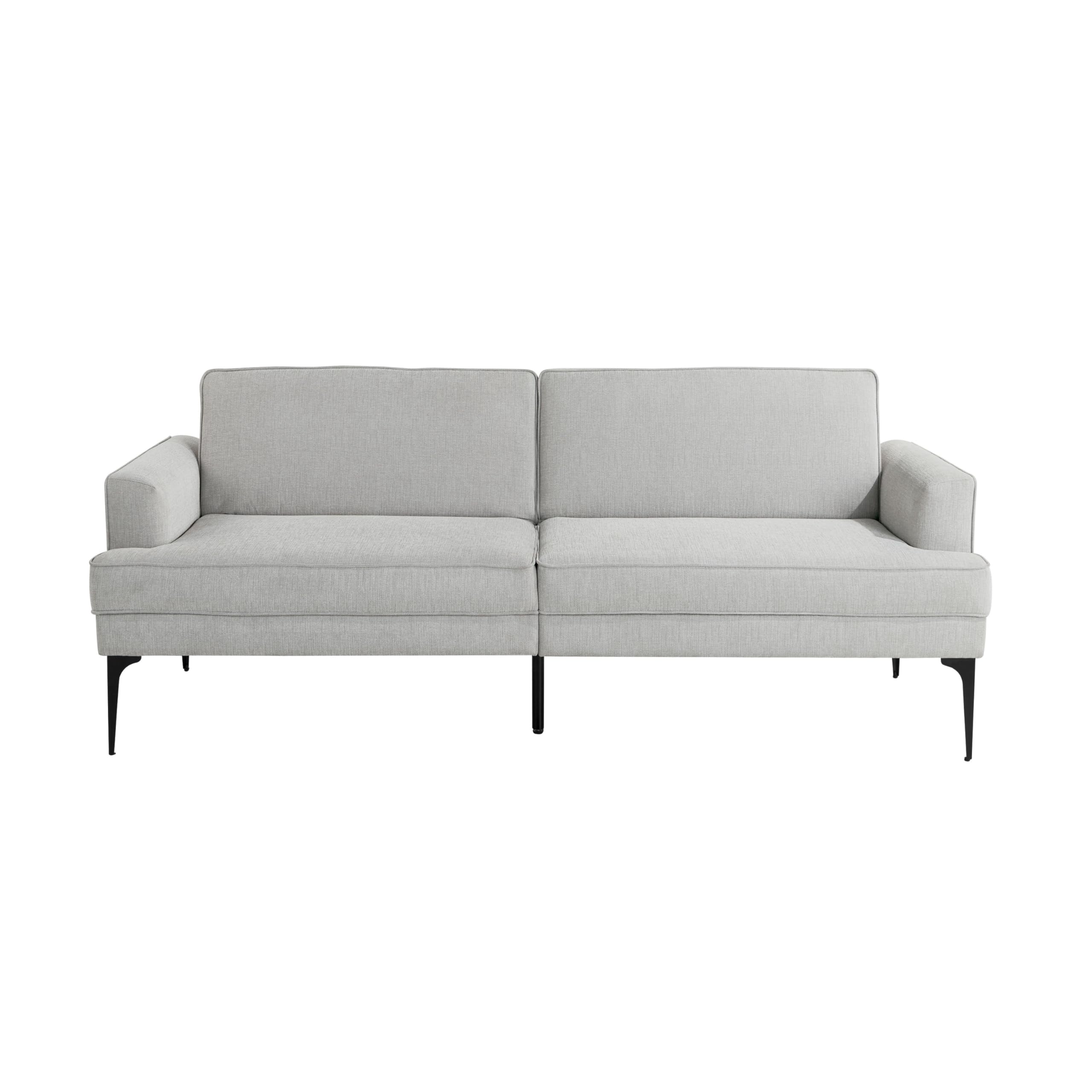 Paulsen 83.1" Convertible Futon Sofa with Dreamcoil Comfort, Woven Fabric Upholstery, Light Gray