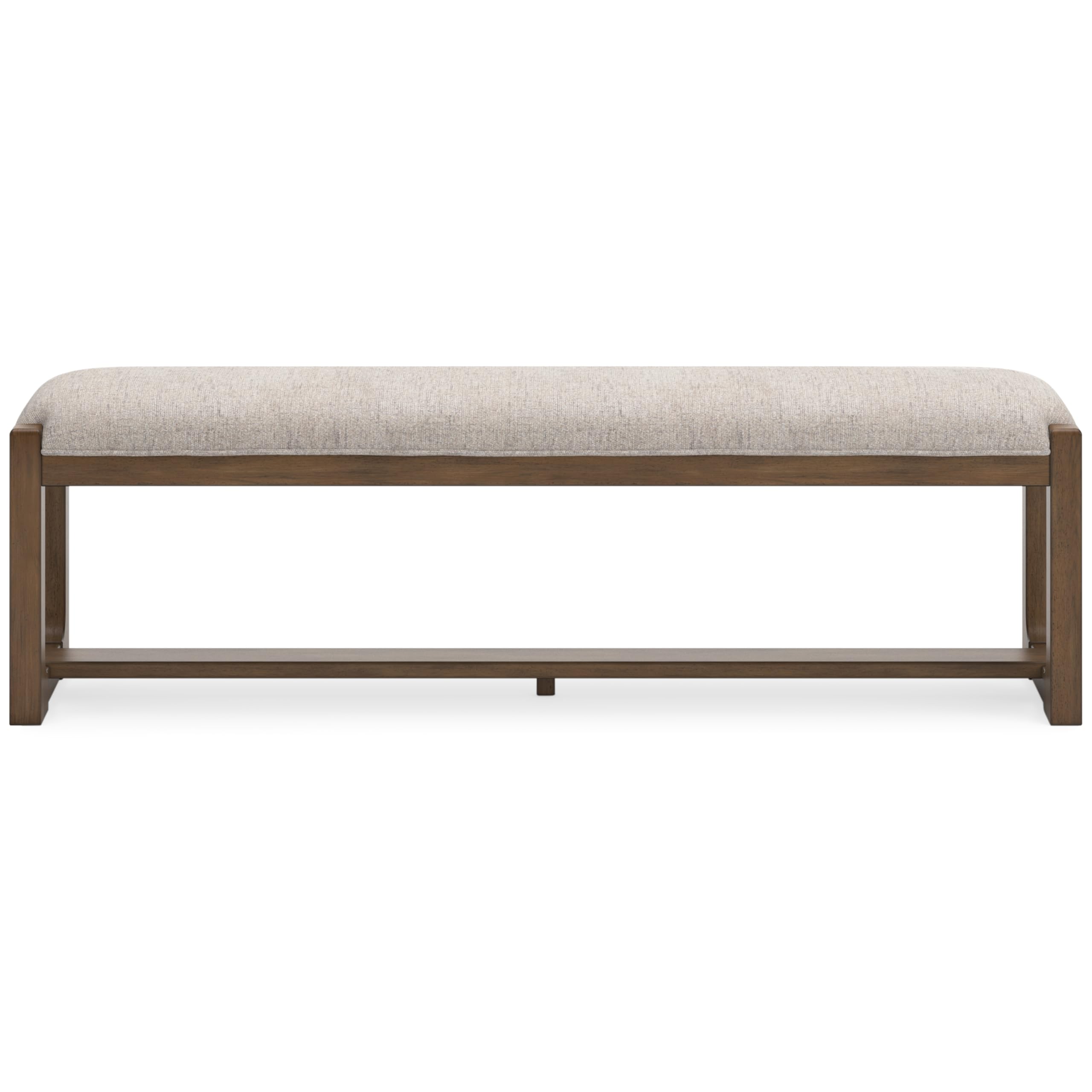 Cabalynn 63" Upholstered Dining Bench, Beige and Light Brown Farmhouse Style Seating for 6-8 People