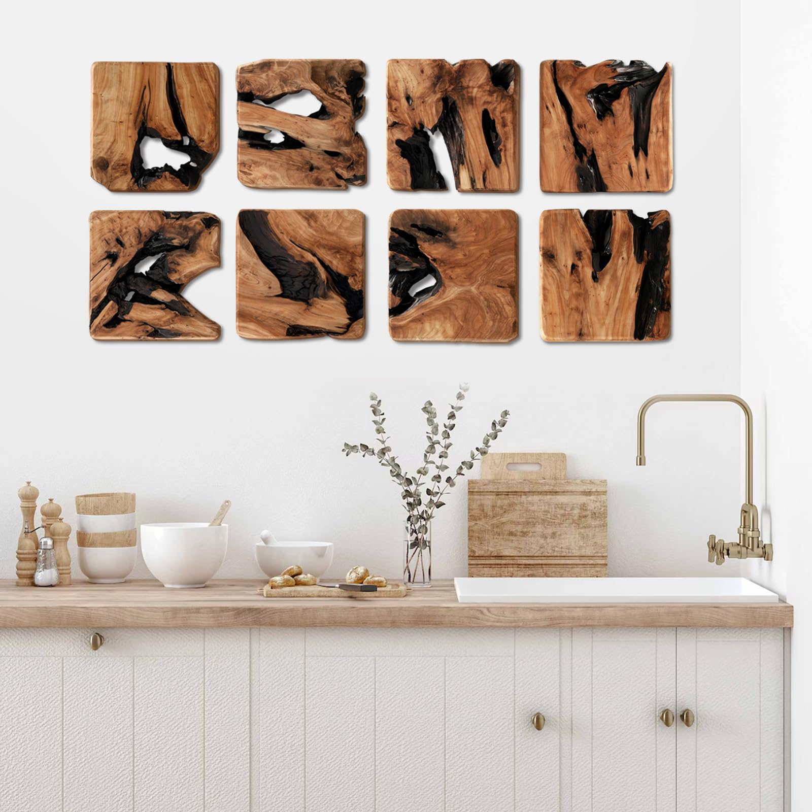 4-Piece Handmade Rustic Wall Sculptures – Abstract Metal Art for Living Room, Bedroom, Office, or Bathroom