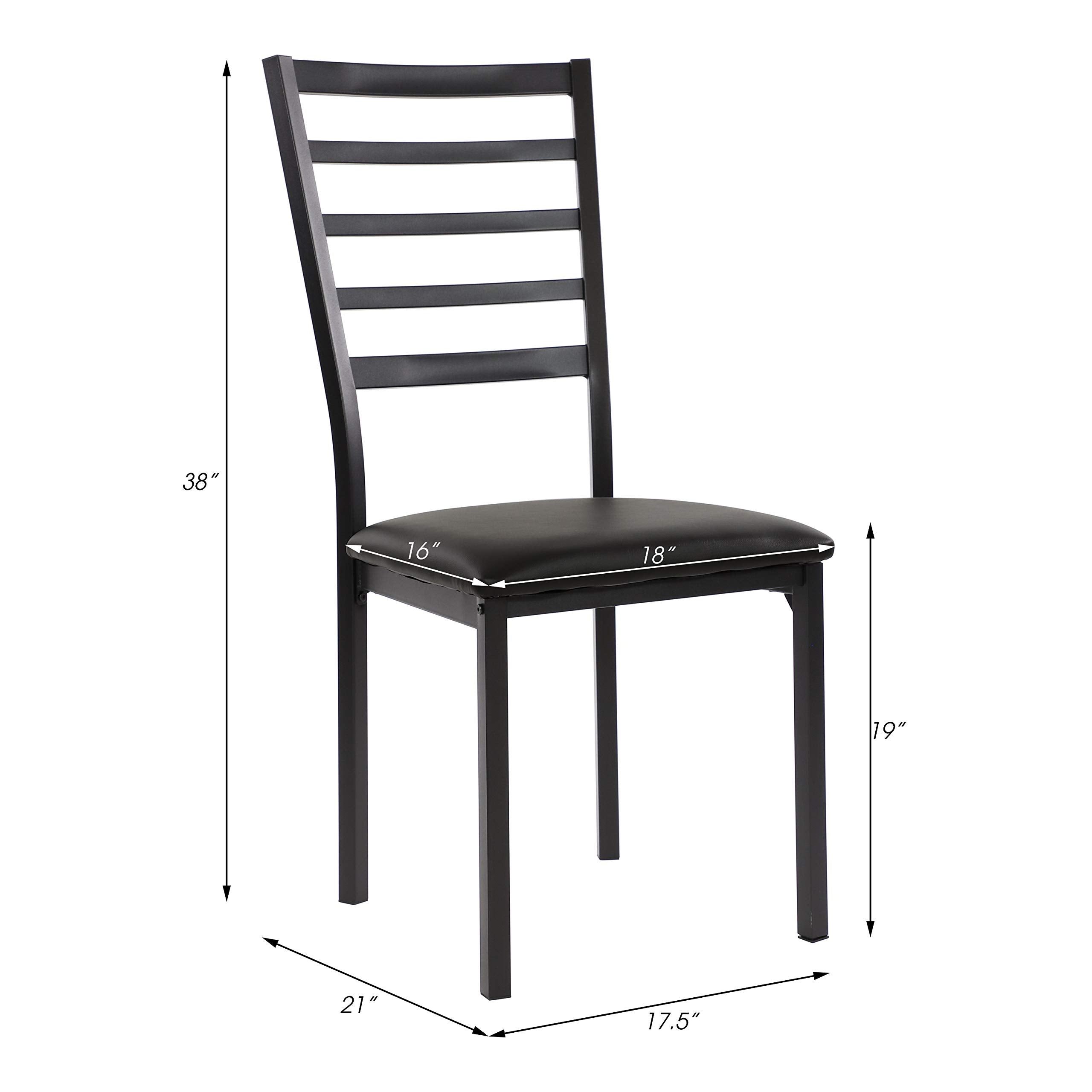 FURNIXI Set of 4 Arin Faux Leather Dining Chairs with Metal Frame, Modern 19" Seat Height, Black Finish