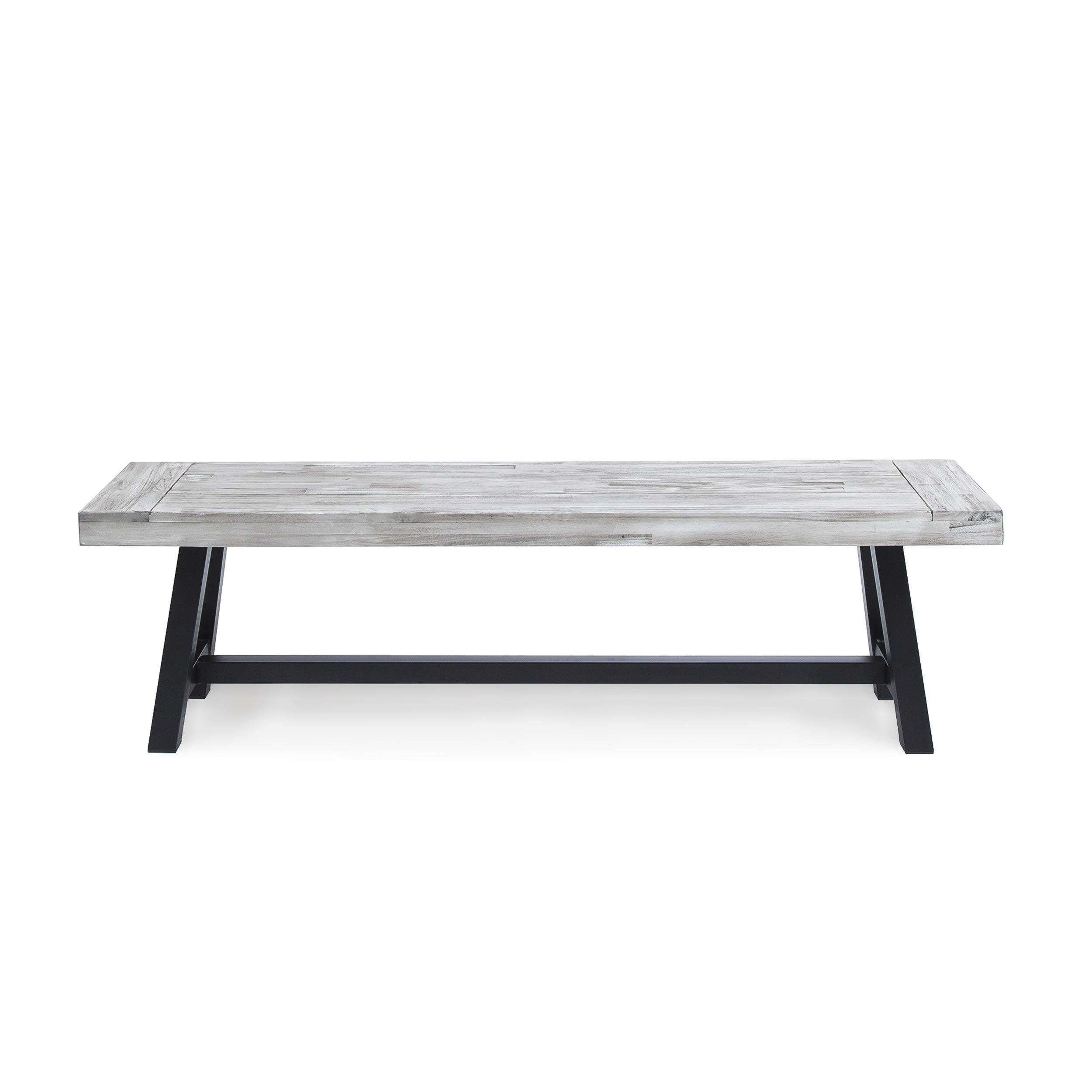 Jubilee Acacia Wood Dining Bench in Light Gray, Durable Outdoor Seating for Patio or Indoor Use