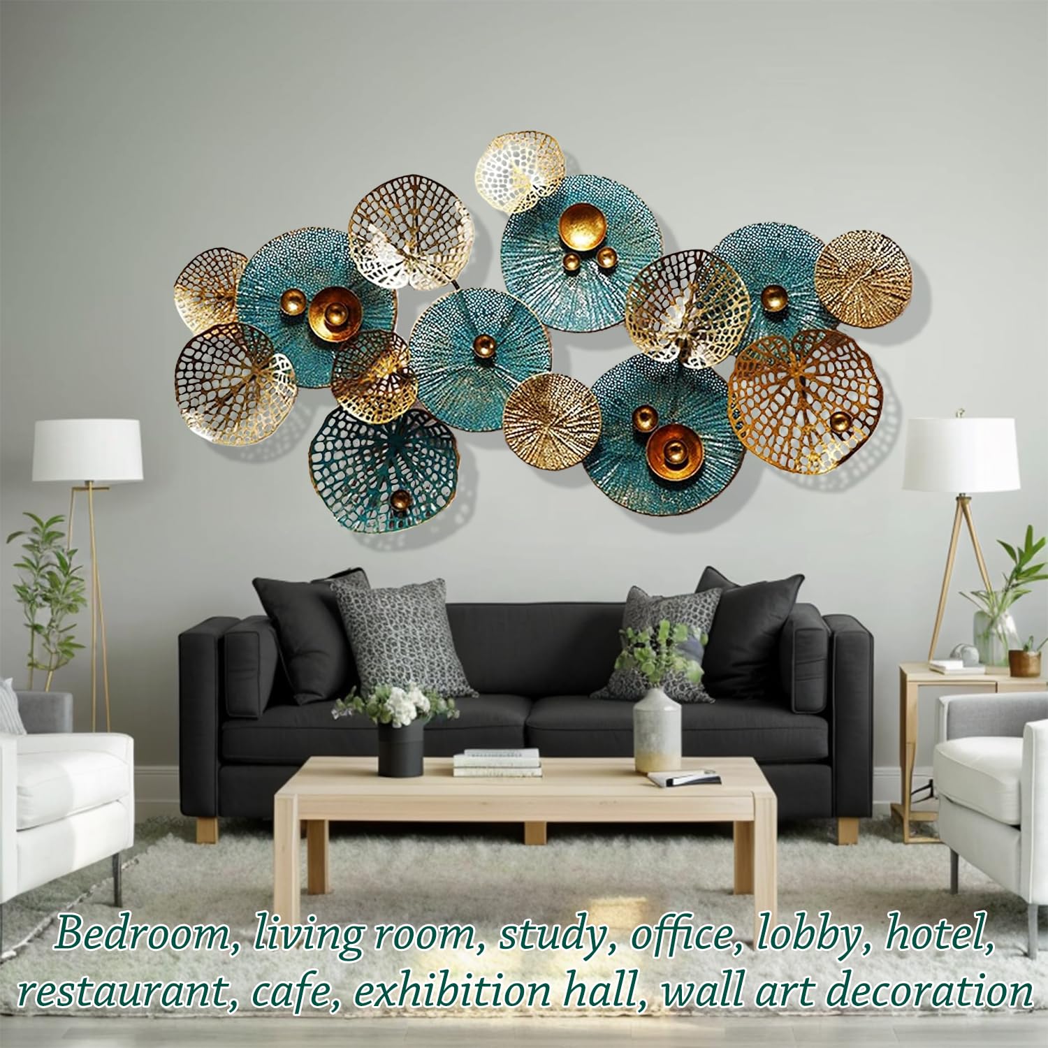 3D Metal Flower Wall Décor – Large Stacked Leaves Artwork for Living Room, Entryway, or Modern Wall Decoration
