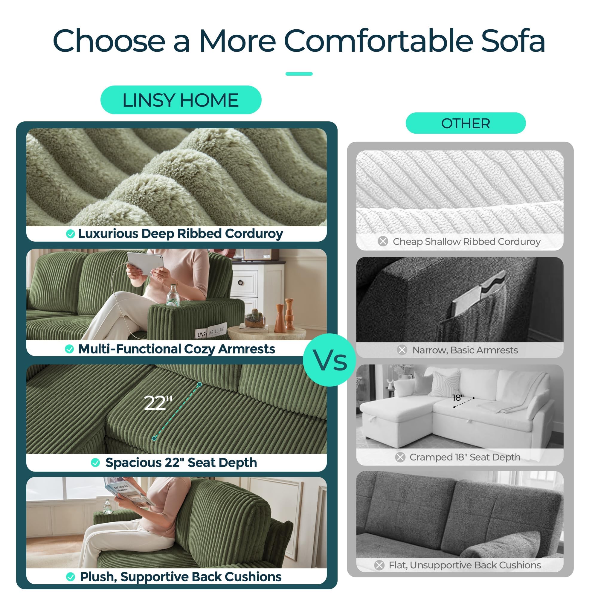 Convertible Sleeper Sofa with Storage Chaise, Corduroy Pull-Out Couch Bed with USB, L-Shaped Modular Sofa, Green