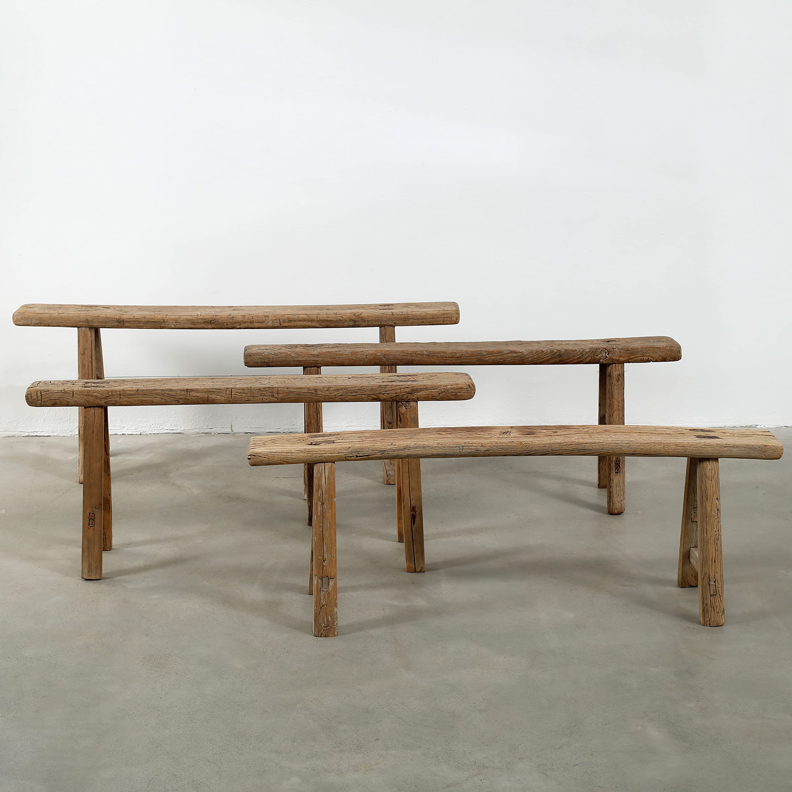 Handmade Vintage Noodle Bench, Weathered Natural Wood Seating for Entryway, Kitchen, Living Room