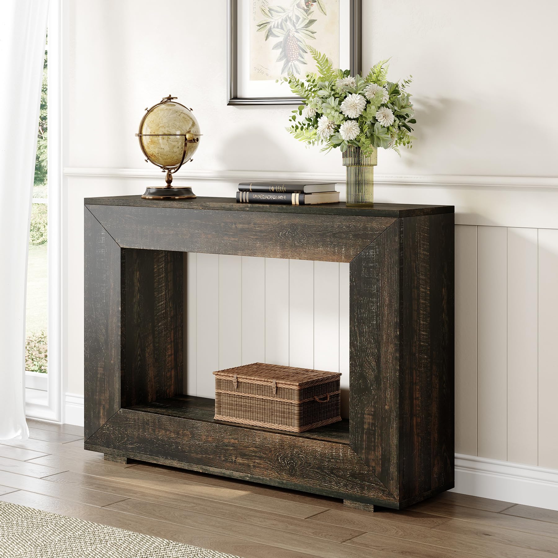 47" Console Table – Modern Black Entryway Table with Storage for Hallway, Behind Sofa or Living Room Décor