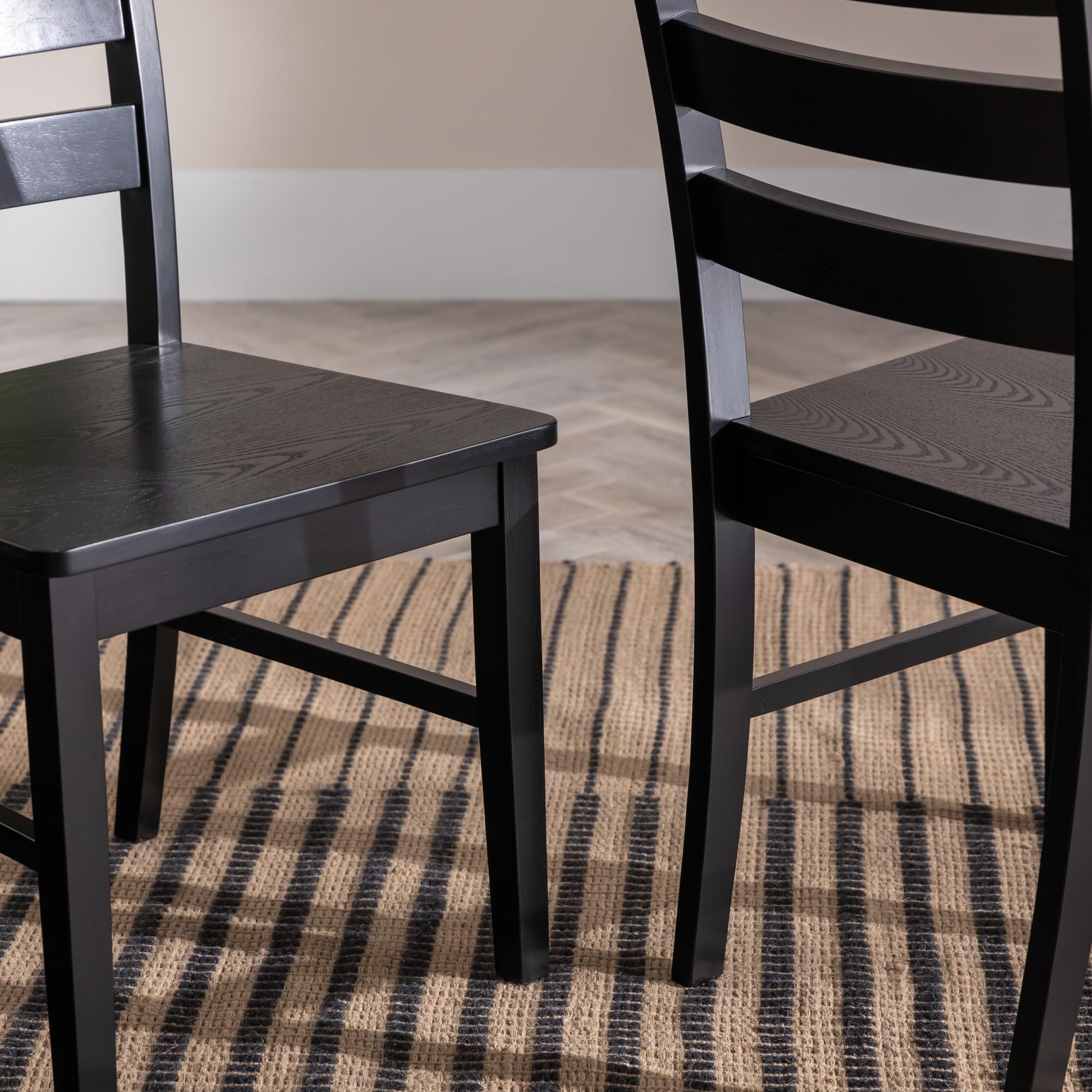 Set of 2 Farmhouse Wood Dining Chairs, Armless Design, Black Modern Kitchen Seating for Dining Room