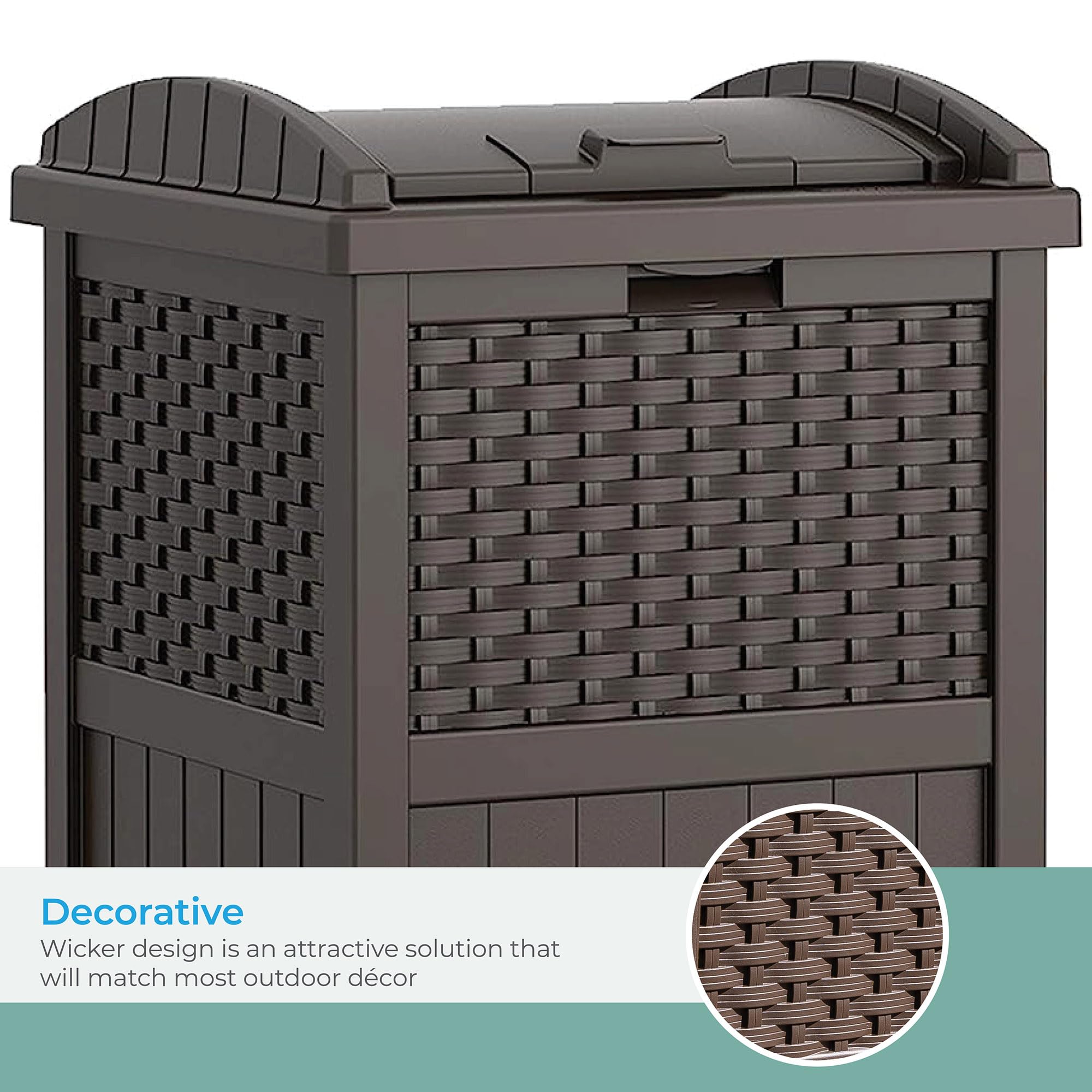 33 Gallon Outdoor Trash Can with Lid – Commercial Hideaway Bin for Garage, Garden, or Patio, Fits 30-33 Gal Bags