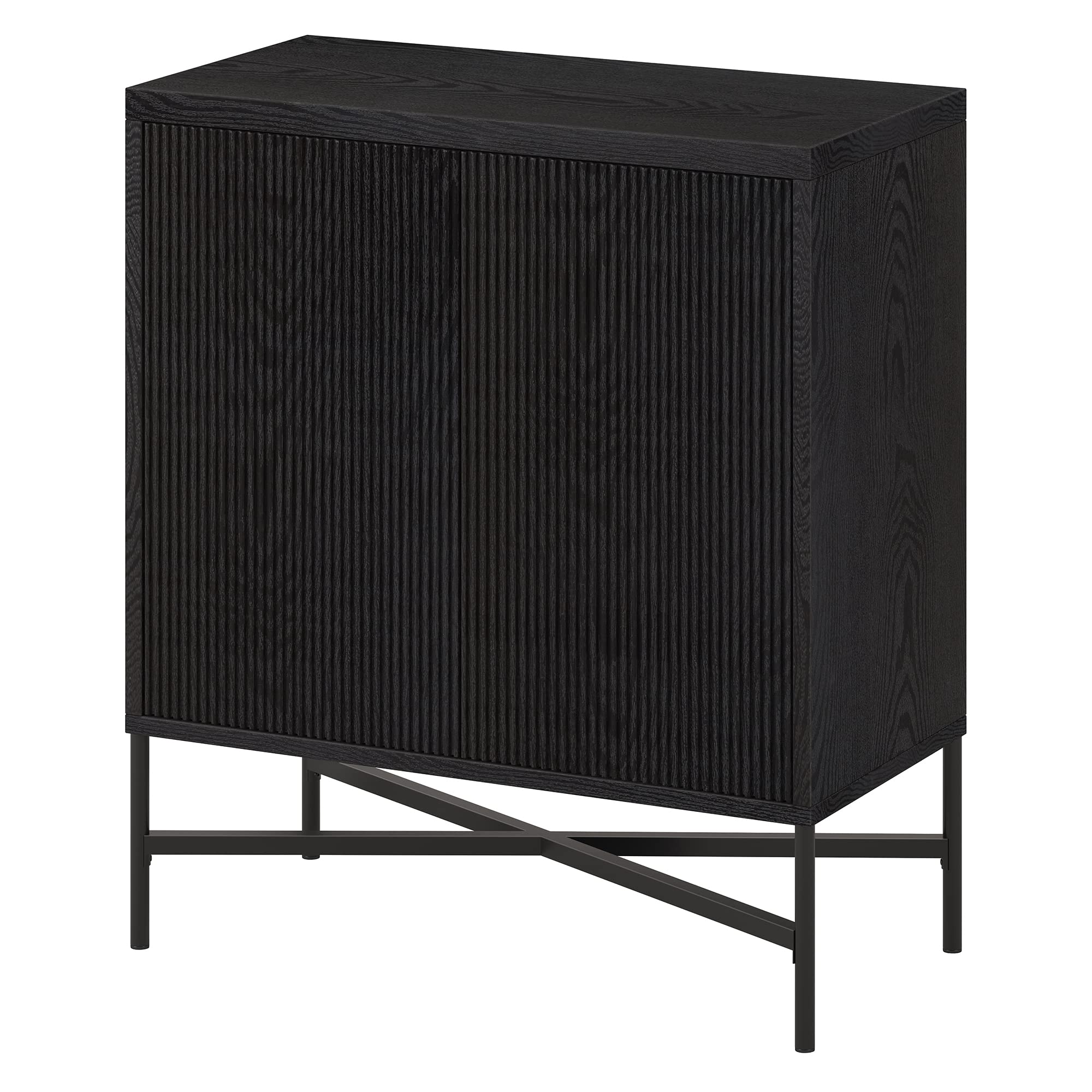 Brighton Accent Cabinet, 28" Wide Wooden Storage Cabinet with Doors and Drawers for Living Room, Kitchen, Black