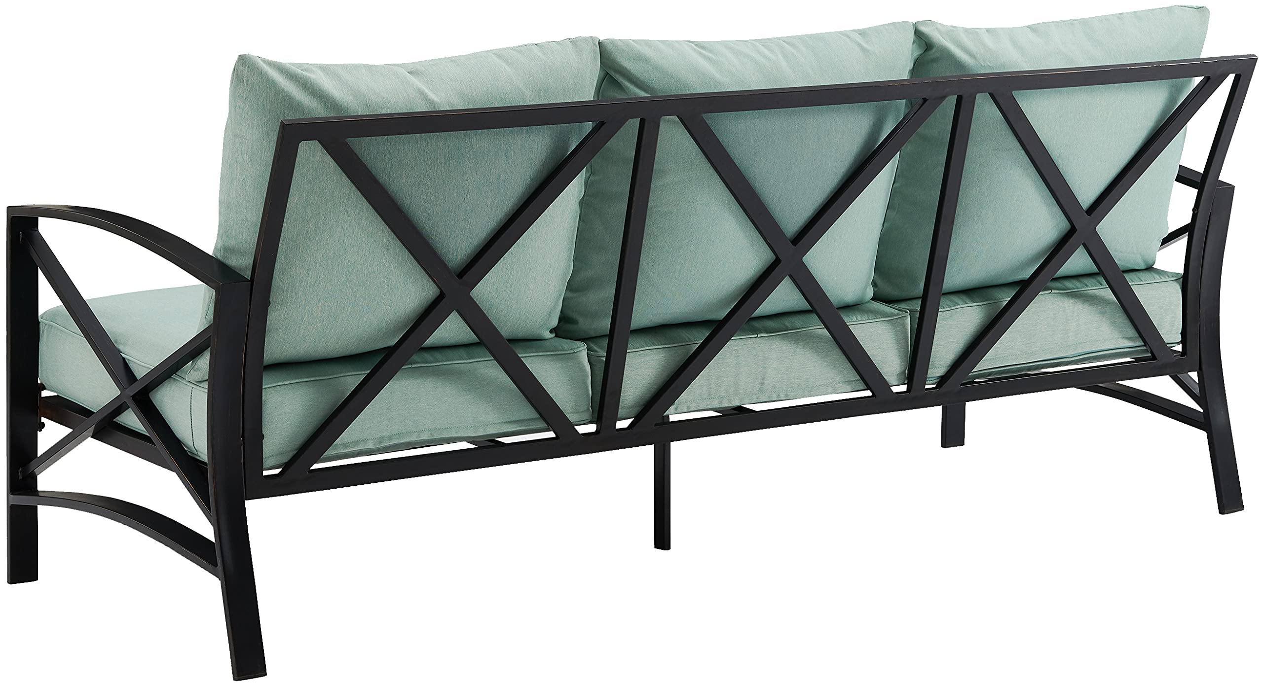 Kaplan 3-Seater Outdoor Patio Sofa with Cushions, Steel Frame Couch for Porch, Deck, Backyard, Oiled Bronze