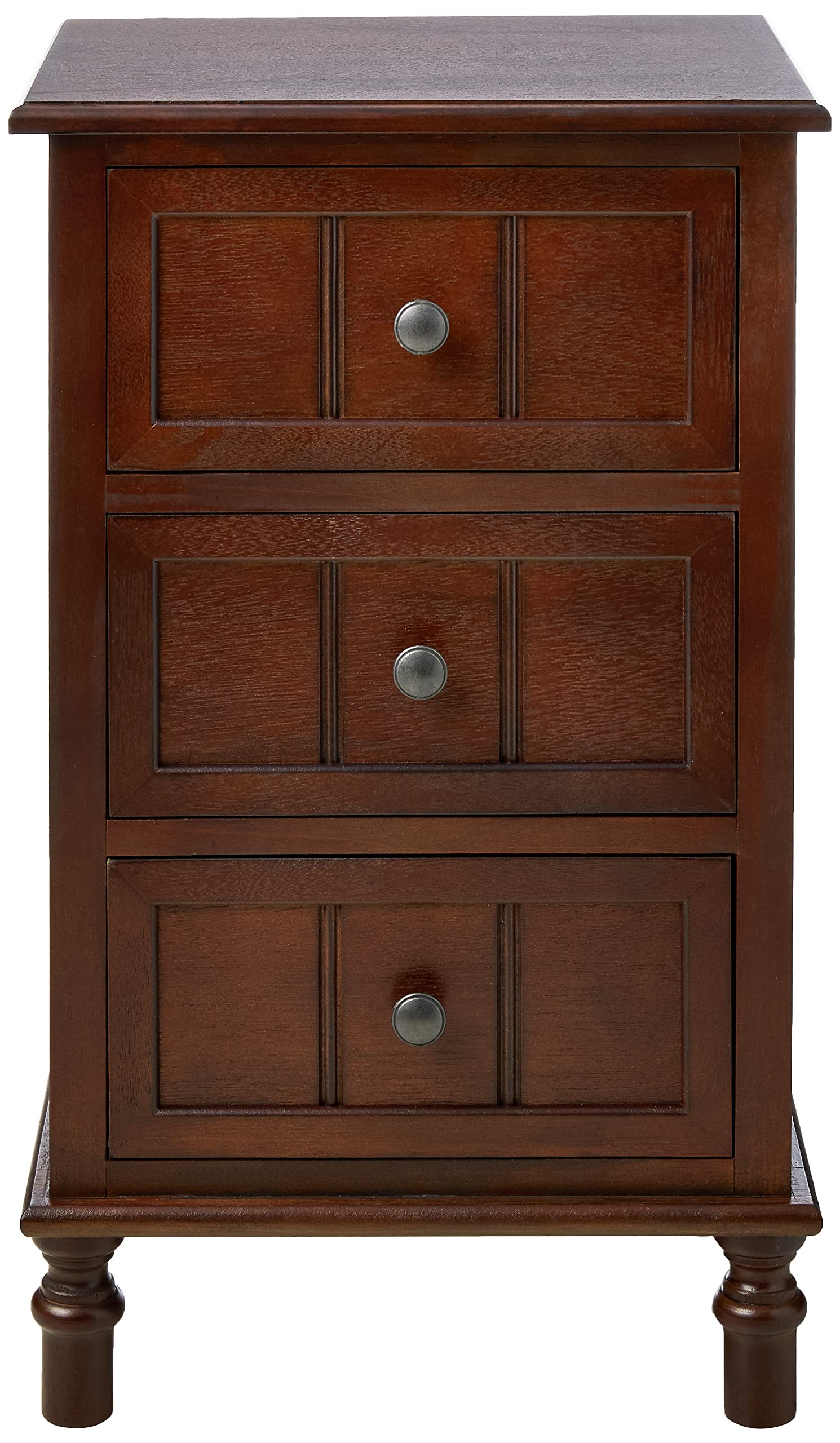 Simplify Wood Accent Cabinet Side Table with 3 Drawers, Walnut Finish, Compact Storage for Bedroom, Hallway