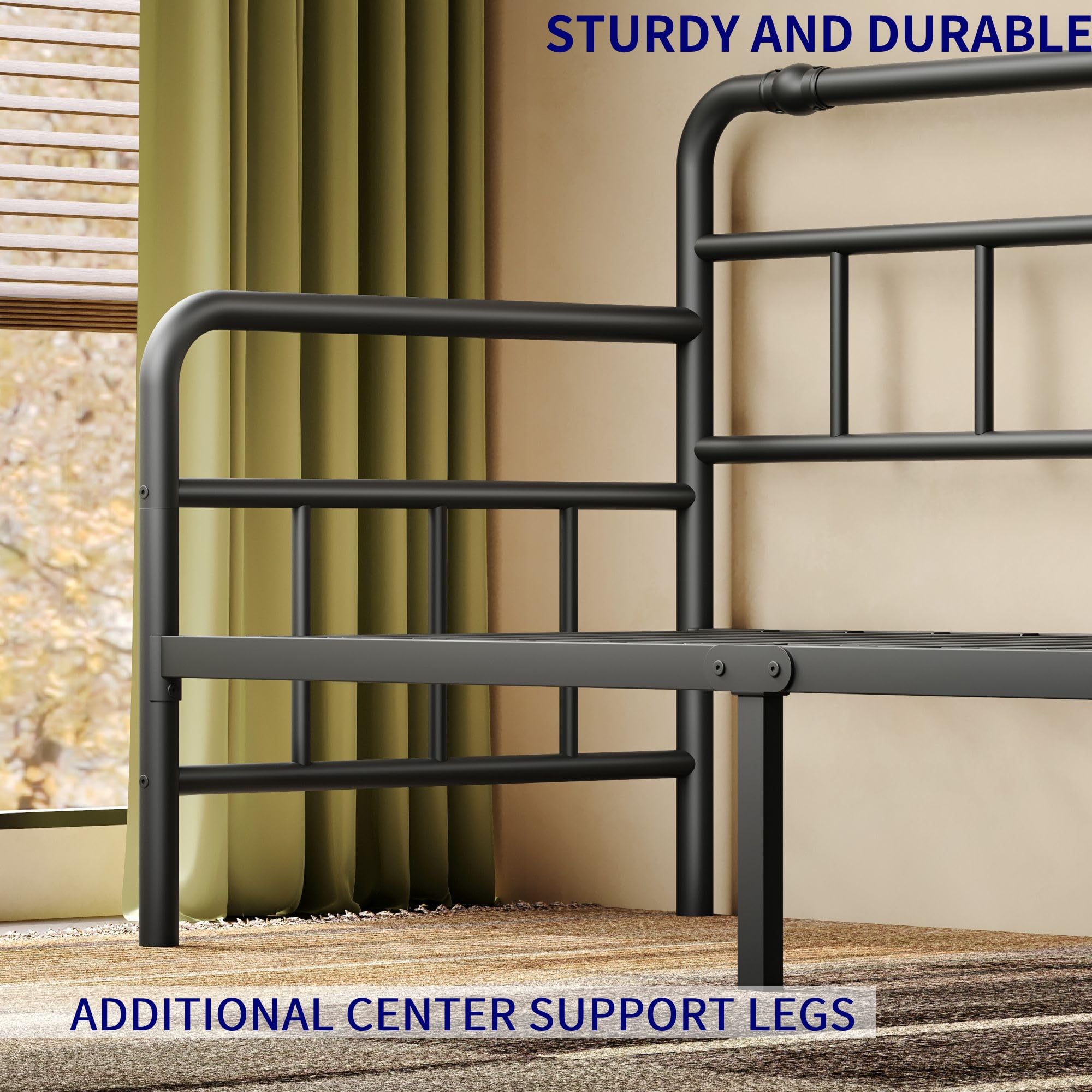 Classic Twin Daybed Frame – Black Metal Frame with Steel Slats, Durable Sofa Bed for Living Room or Bedroom