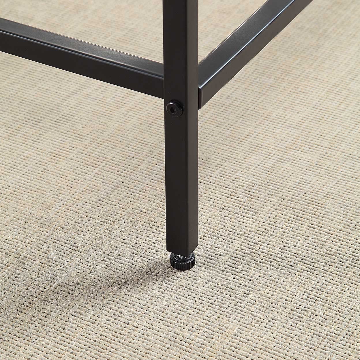 Black Coffee Table with Tempered Glass, Wide Rectangle Minimalist Center Table for Living Room, Office, Outdoor