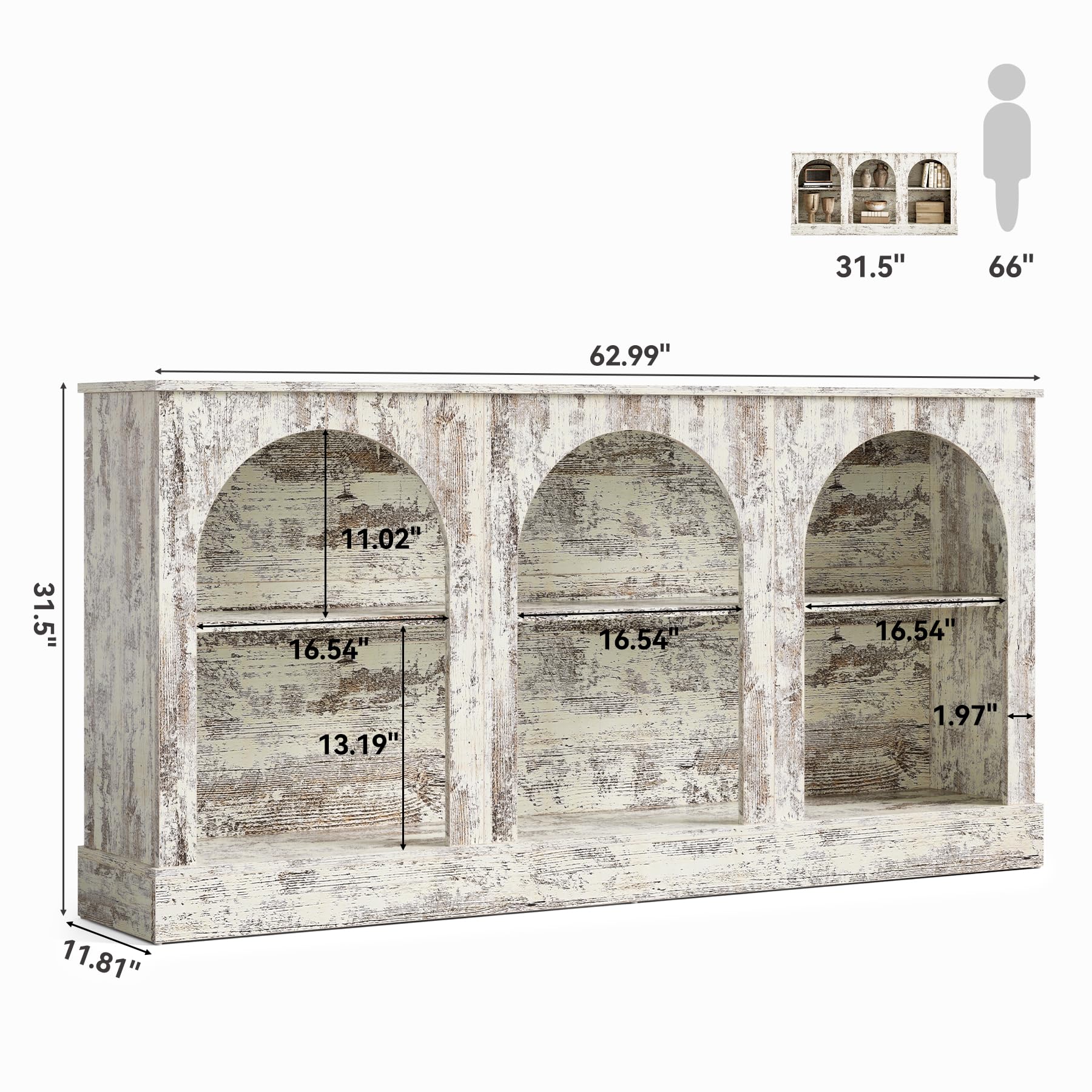 63" White Console Table – Retro 3-Tier Wooden Foyer Table for Entrance, Hallway, or Behind Couch in Living Room