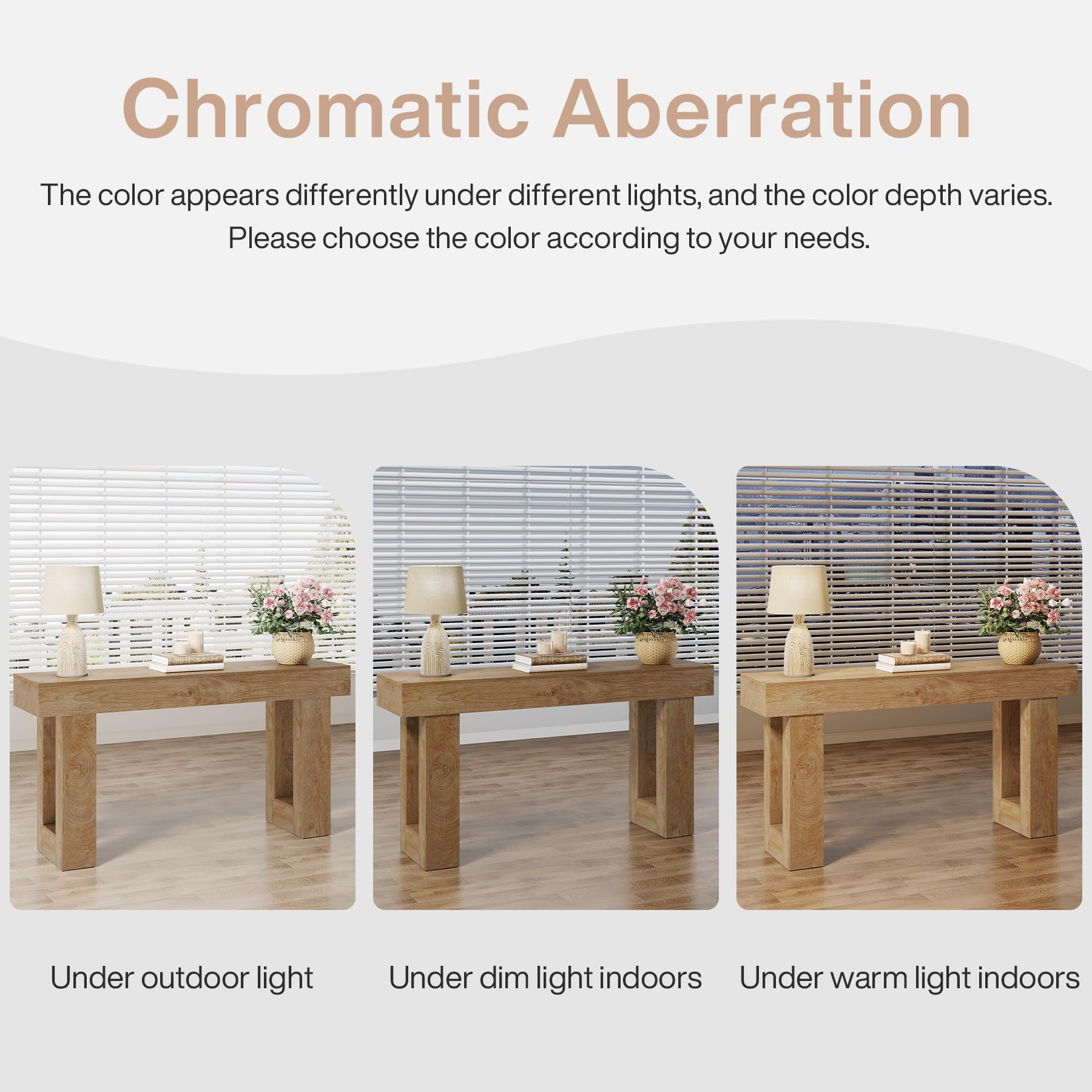 63" Long Wooden Console Table, Farmhouse Sofa Table for Entryway or Hallway, Rectangular Behind Couch Table, Natural