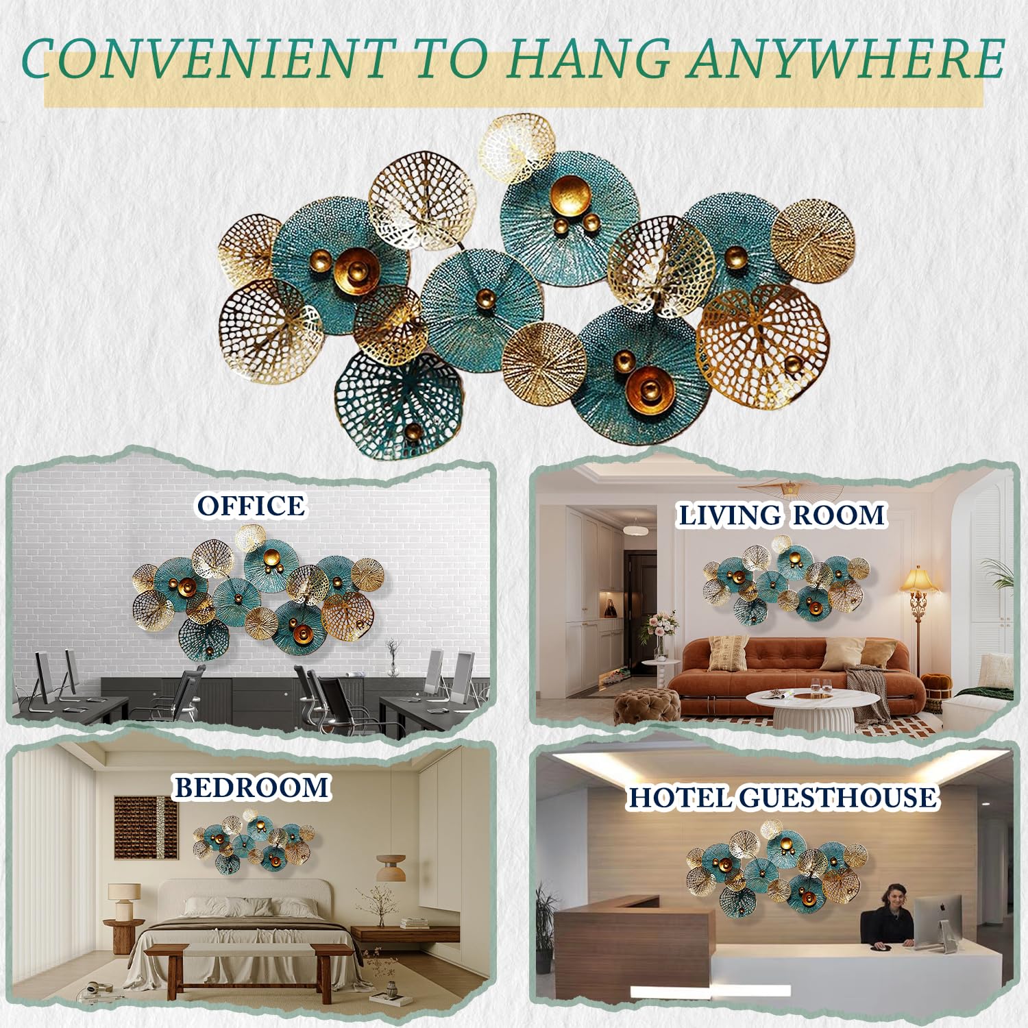 3D Metal Flower Wall Décor – Large Stacked Leaves Artwork for Living Room, Entryway, or Modern Wall Decoration