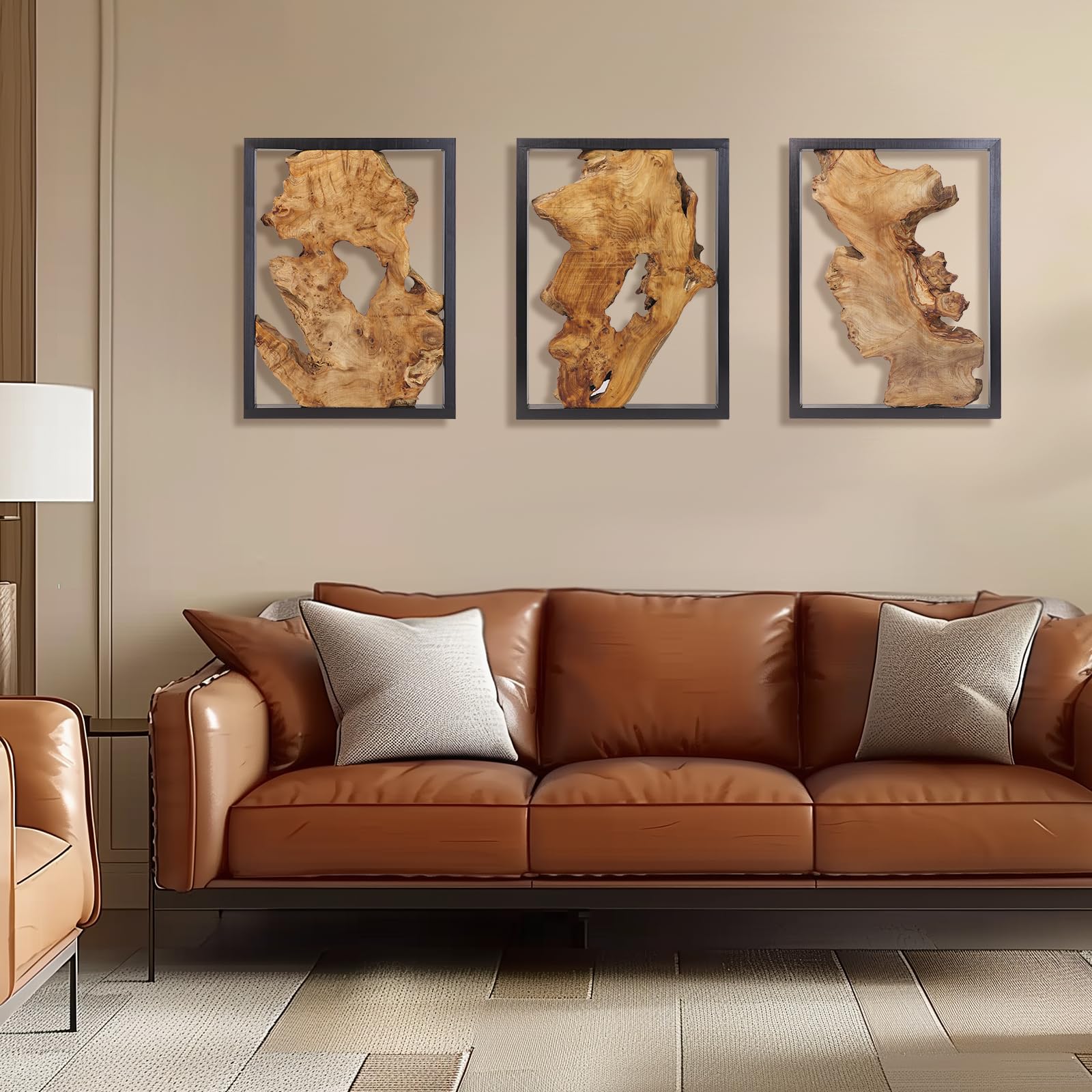 Rustic Handcrafted Wood Wall Décor – Modern Natural Wall Accent for Living Room, Bedroom, Kitchen or Office