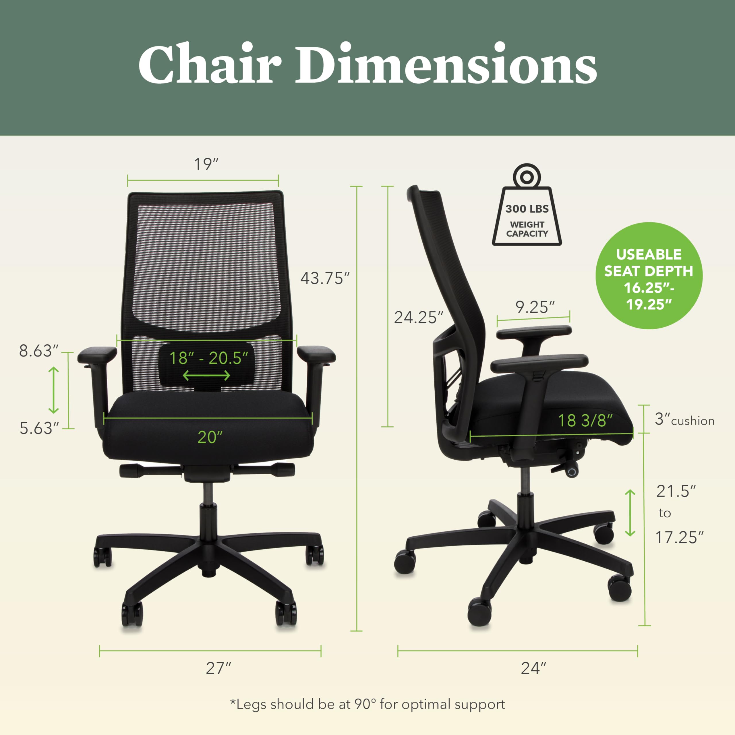 Ignition 2.0 Ergonomic Office Chair, Adjustable Tilt, Swivel Wheels, Comfortable Desk Chair for Long Hours