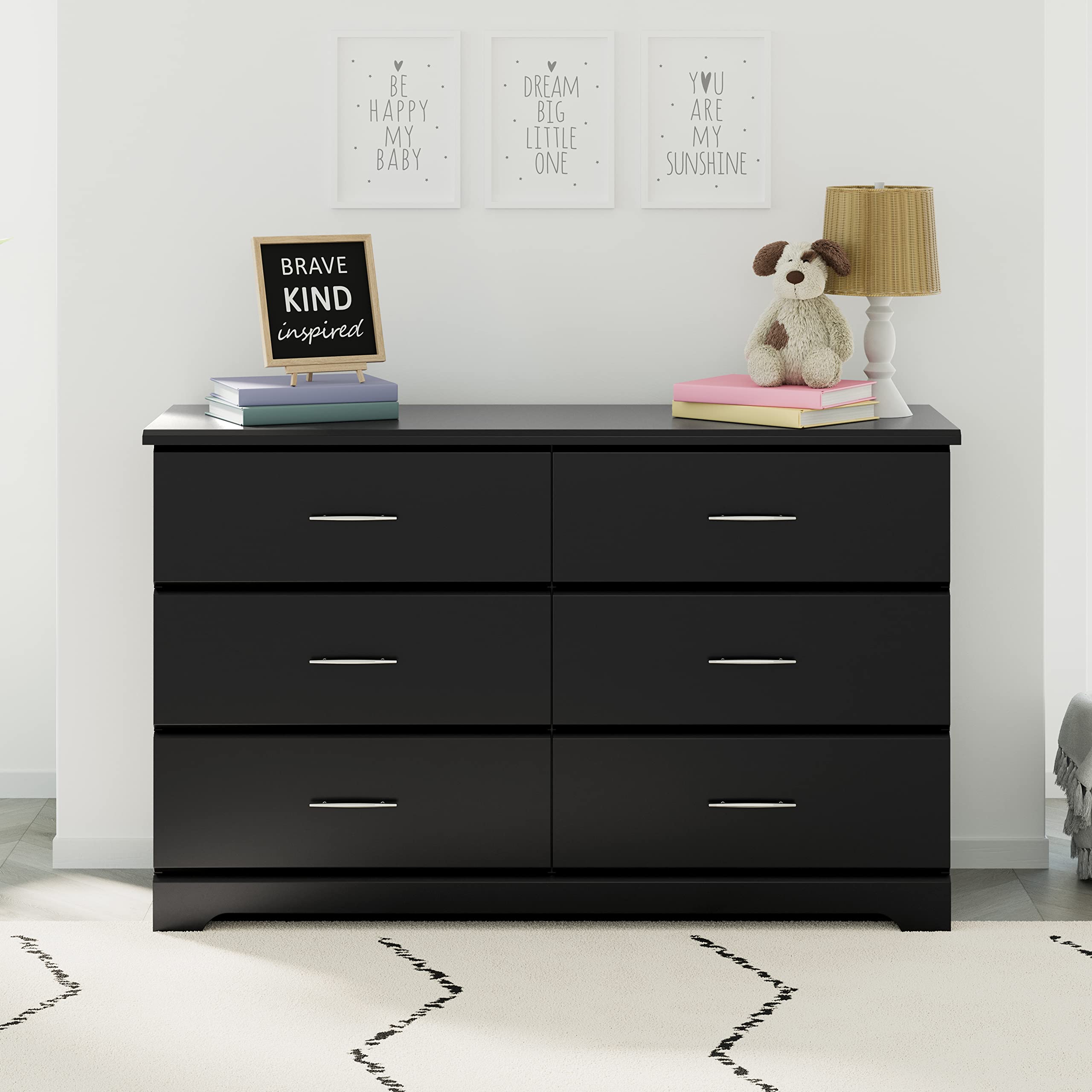 Brookside 6-Drawer Dresser – GREENGUARD Certified Black Chest for Nursery or Kids’ Bedroom Storage