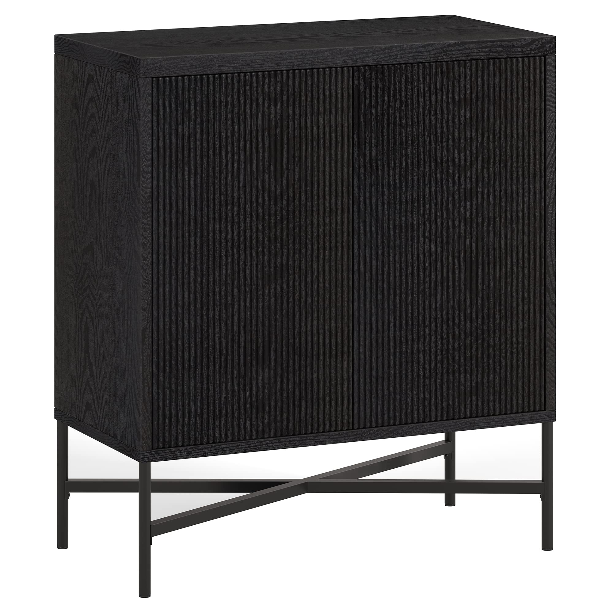 Brighton Accent Cabinet, 28" Wide Wooden Storage Cabinet with Doors and Drawers for Living Room, Kitchen, Black