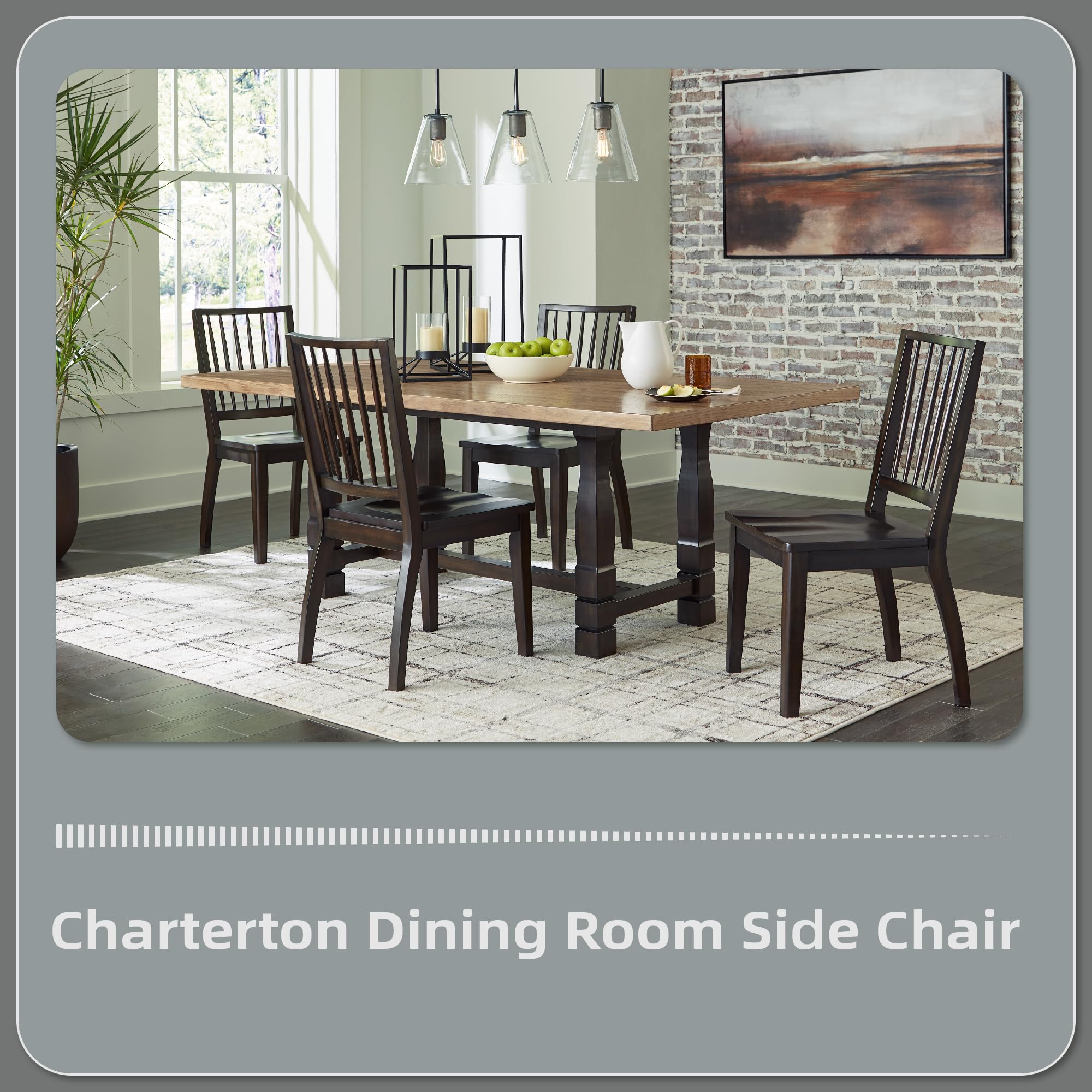 Set of 2 Casual Solid Wood Armless Dining Chairs, Contoured Seats, Modern Dark Brown Dining Room