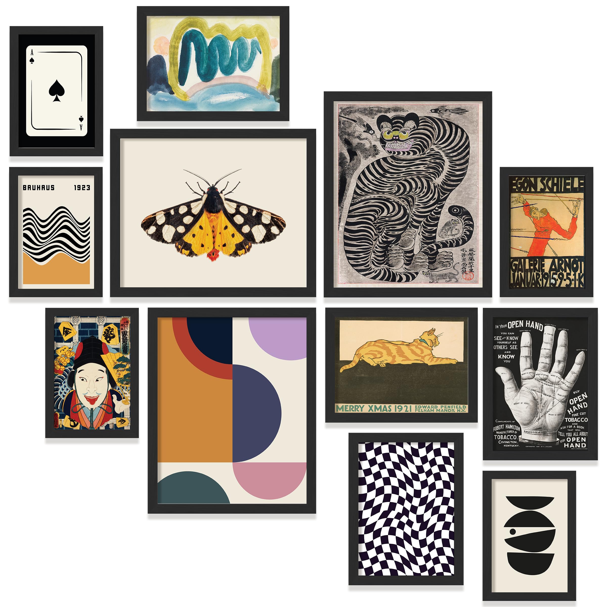 Framed Eclectic Wall Art – Maximalist Colorful Prints for Aesthetic Wall Décor, Gallery Room or Bedroom (Black Frame)