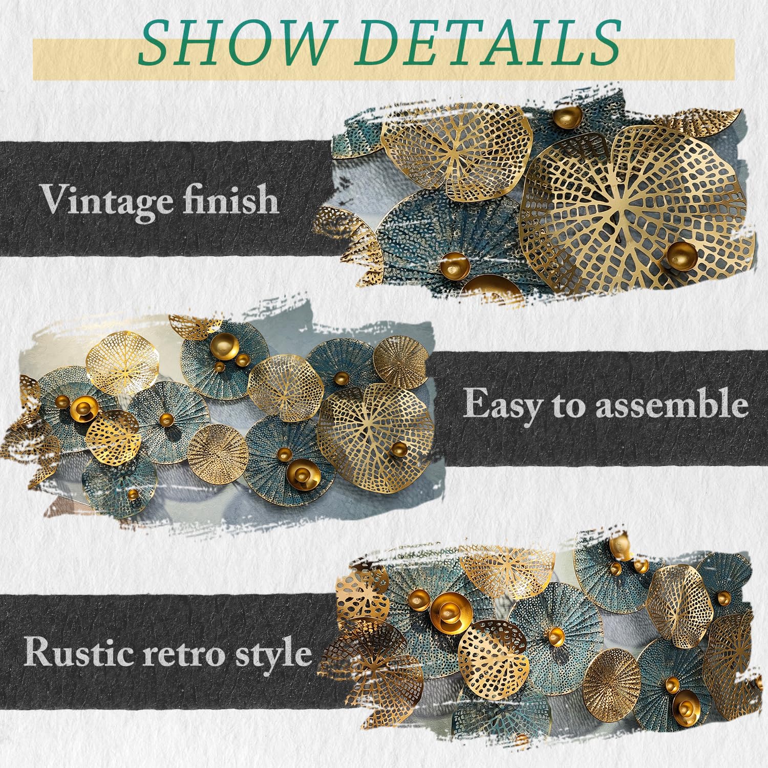 3D Metal Flower Wall Décor – Large Stacked Leaves Artwork for Living Room, Entryway, or Modern Wall Decoration