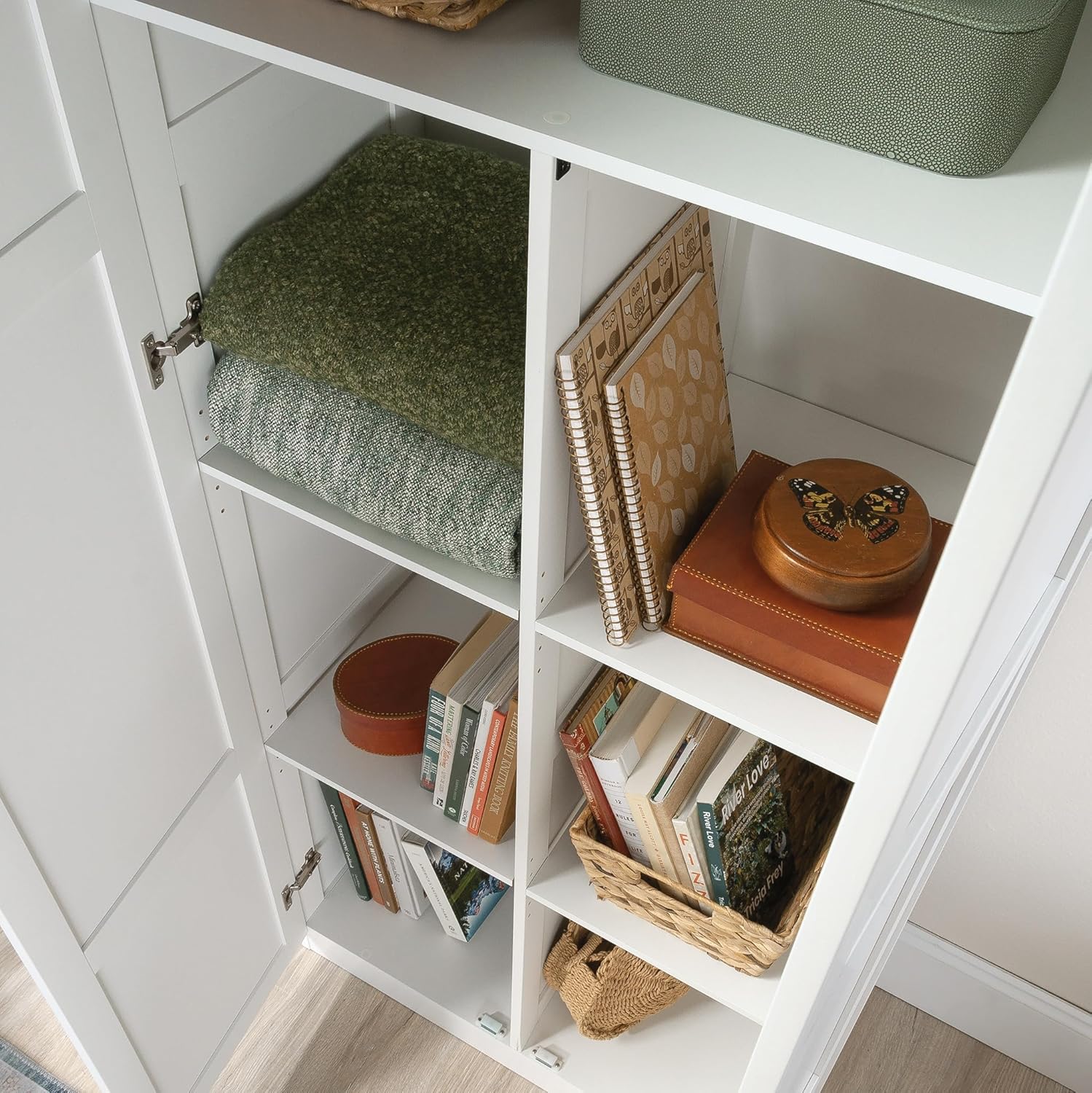 Freestanding Kitchen Pantry Cabinet with Adjustable Shelves, Modern White Cupboard Organizer