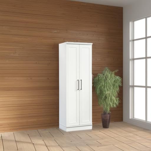 HomePlus Storage Cabinet – Freestanding Soft White Pantry Cabinet with Doors & Adjustable Shelves for Kitchen or Hall