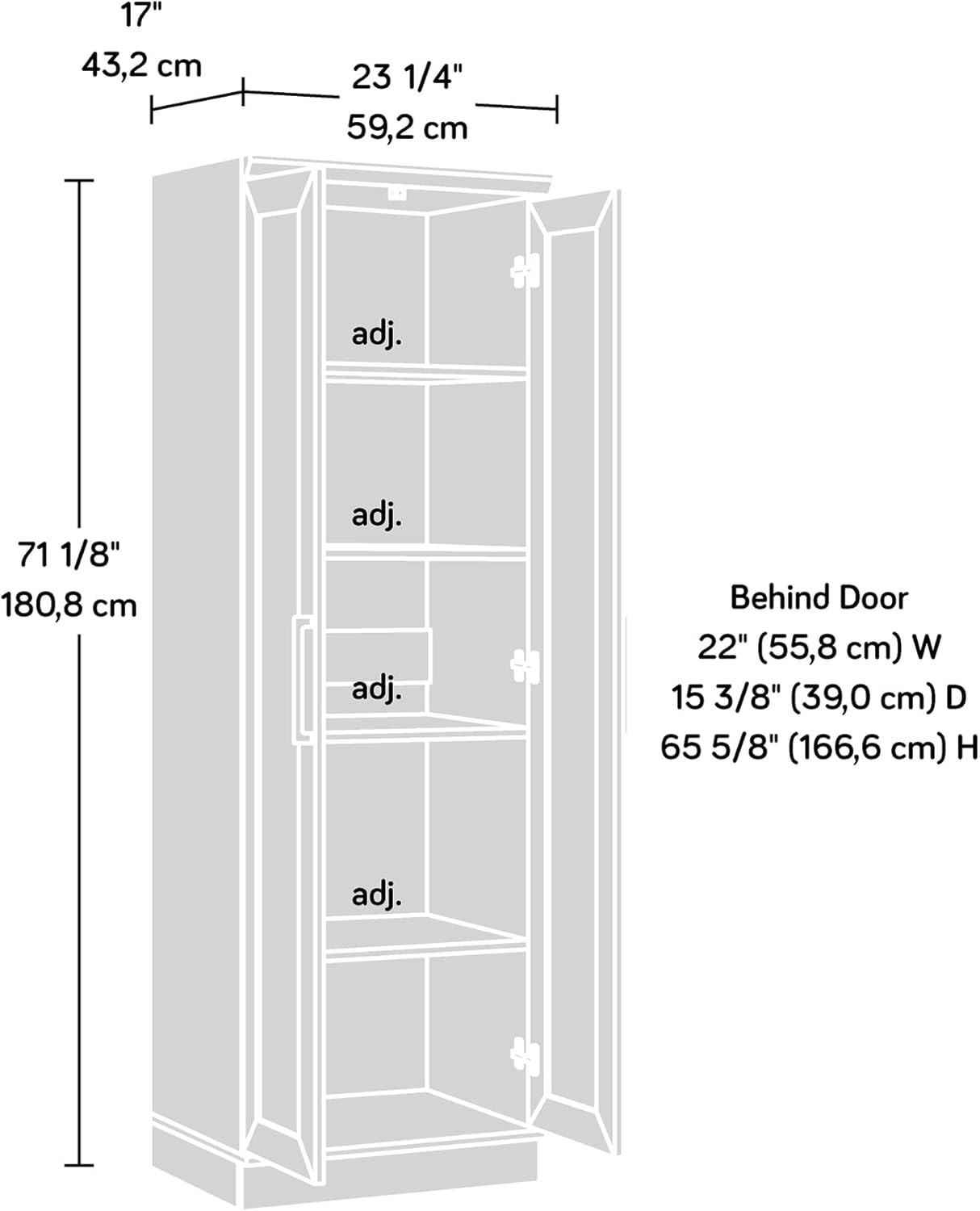 HomePlus Storage Cabinet – Freestanding Soft White Pantry Cabinet with Doors & Adjustable Shelves for Kitchen or Hall