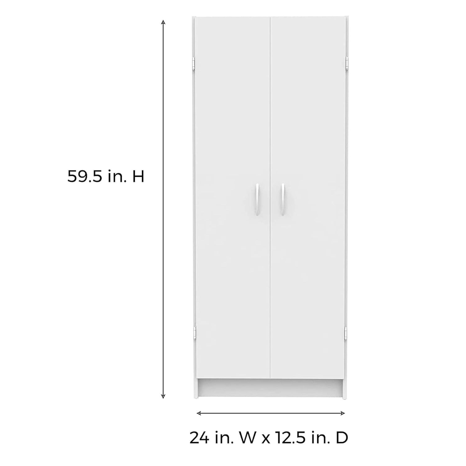 White Pantry Storage Cabinet – Freestanding Cupboard with 2 Doors & Adjustable Shelves for Kitchen, Laundry or Utility