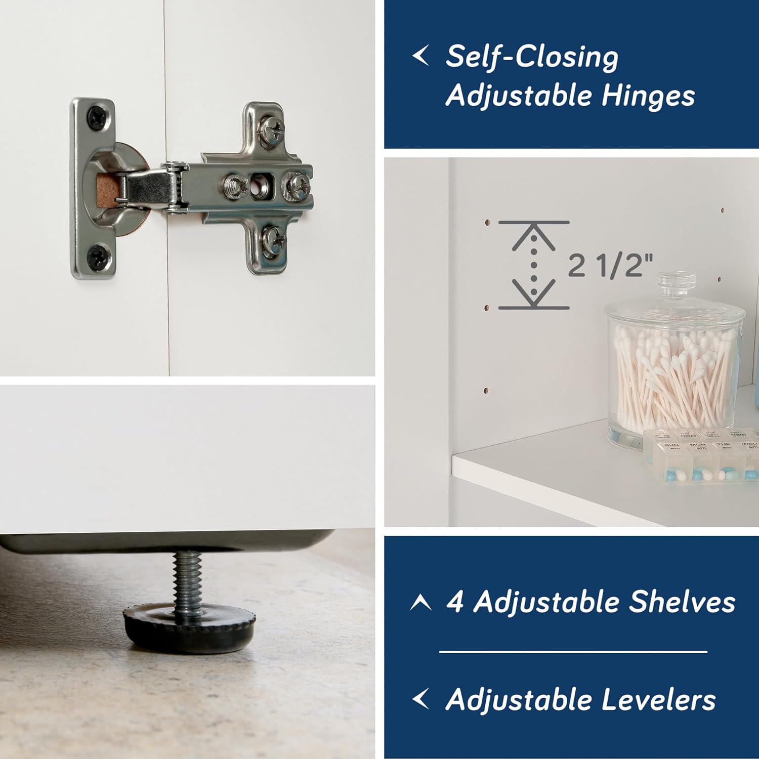 HomePlus Storage Cabinet – Freestanding Soft White Pantry Cabinet with Doors & Adjustable Shelves for Kitchen or Hall
