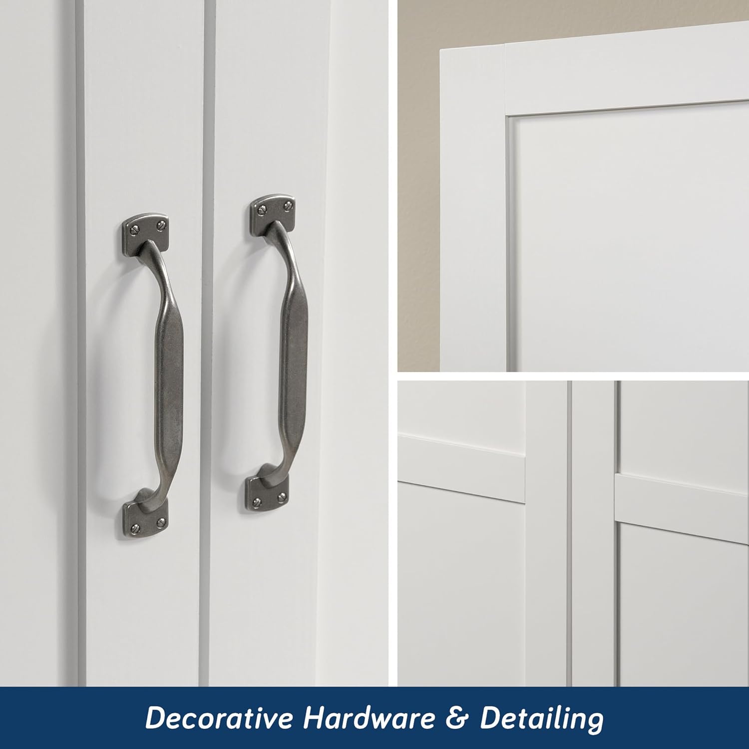 Freestanding Kitchen Pantry Cabinet with Adjustable Shelves, Modern White Cupboard Organizer