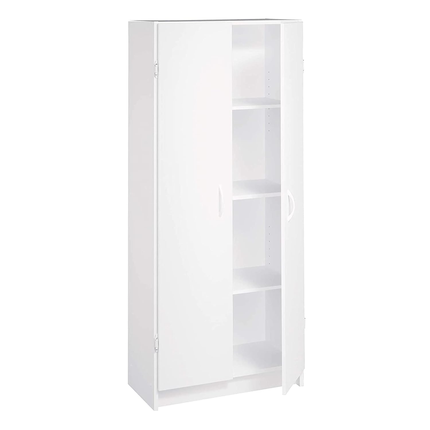 White Pantry Storage Cabinet – Freestanding Cupboard with 2 Doors & Adjustable Shelves for Kitchen, Laundry or Utility