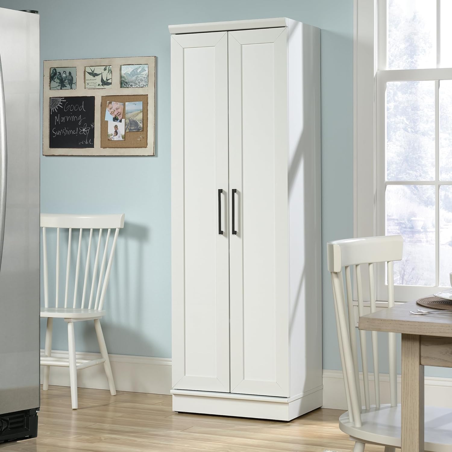 HomePlus Storage Cabinet – Freestanding Soft White Pantry Cabinet with Doors & Adjustable Shelves for Kitchen or Hall
