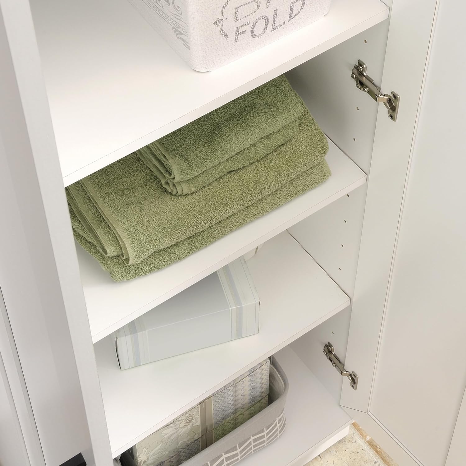 HomePlus Storage Cabinet – Freestanding Soft White Pantry Cabinet with Doors & Adjustable Shelves for Kitchen or Hall
